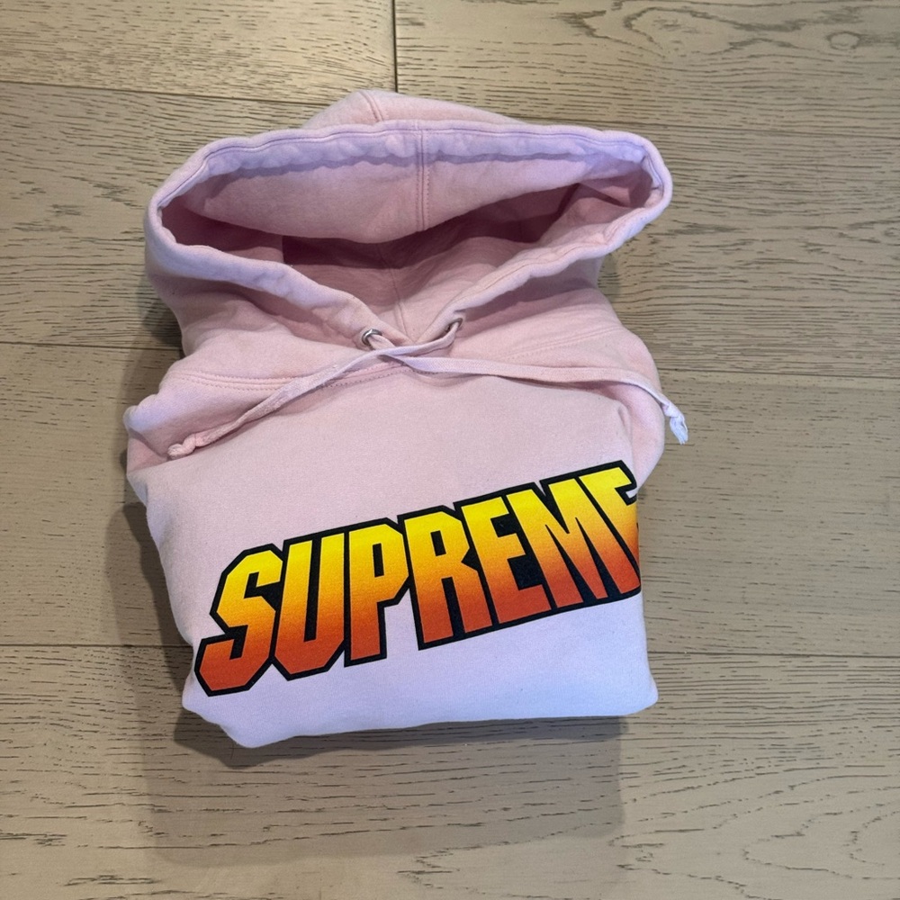 Supreme Light Pink Hoodie with Gradient Logo